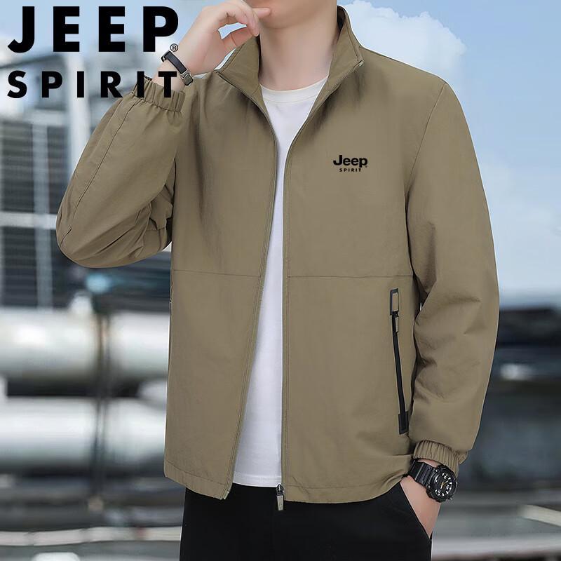 

JEEP SPIRIT Men s Stand Collar Solid Casual Jacket 8XL