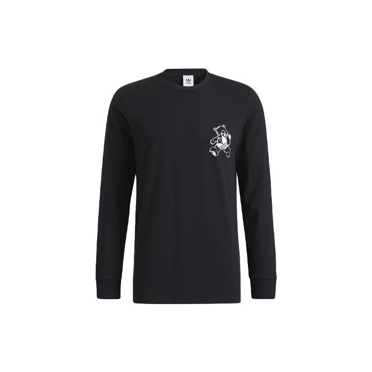 adidas originals Bear Printing Sports Round Neck Long Sleeves Black Men s HL4098 XS