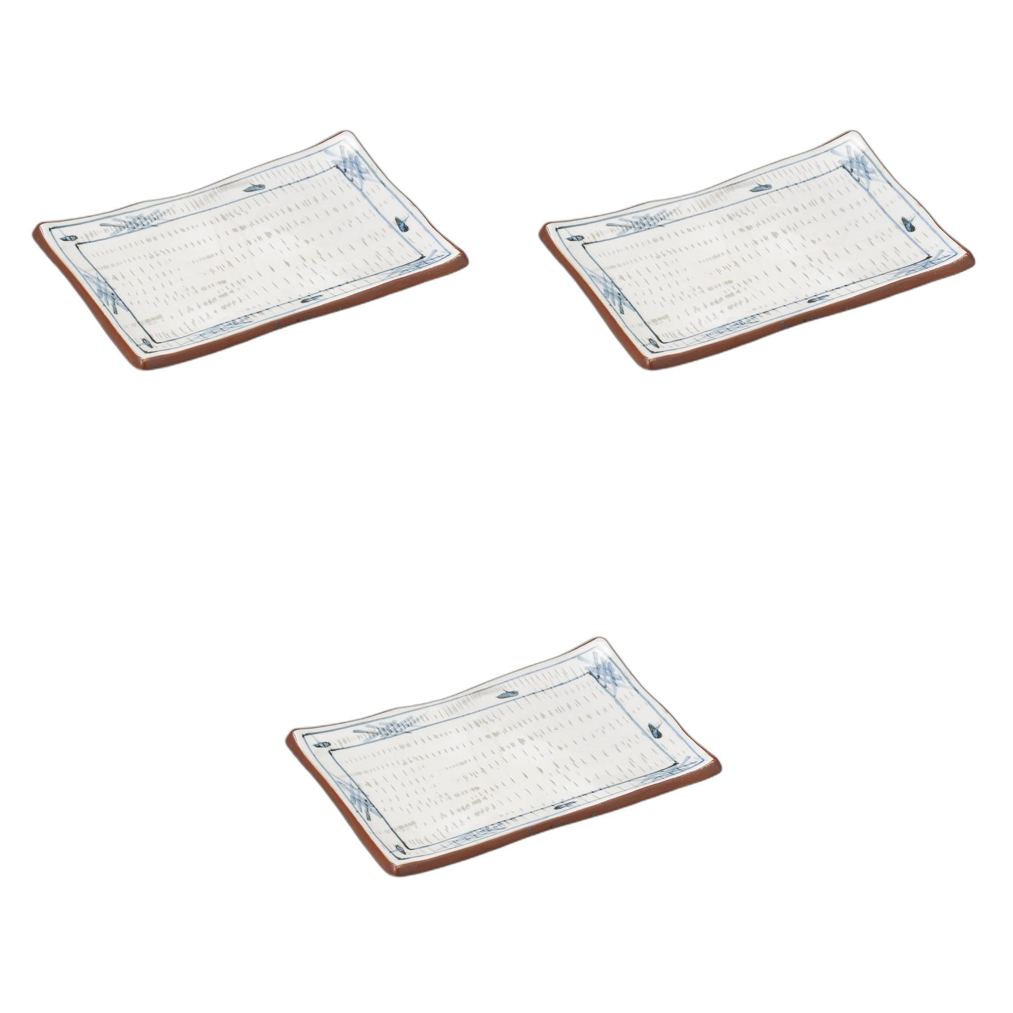 

Setomonohonpo (Set of 3) Tenmoku Kinashi (Earthenware) Wave-Shaped 8.0 Plate [21.5 x 14.7 cm] | Ceramic Plate