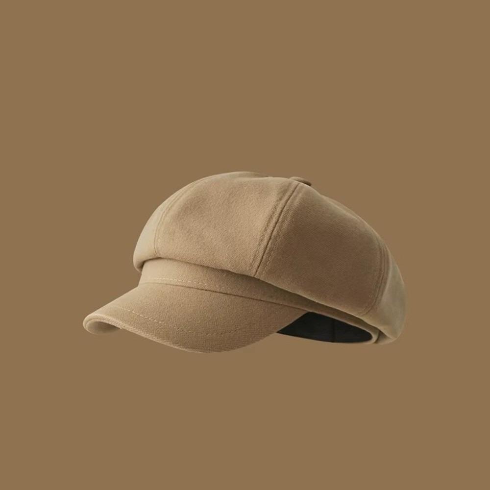 Windproof Beret Cap Solid Color Painter Peaked Hat  Autumn Winter Girl Accessories