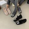 Herbst und Winter 2025 neue Temperament Mary Jane Schuhe Damen Samt Französische eckige Zehenpartie Strass Flusen Schuhe Innenhöhe erhöht Einzel