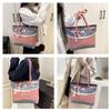Retro Bow Lace Shoulder Bag Leisure Grid Large Capacity Handbag Underarm Bags Commuting Tote Bags College Students Schoolbag