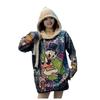 2024 Autumn Women's Plus Size Rhinestone Donald Duck Hooded Sweater: European Style Loose Fit Plush Top