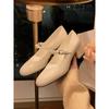 Sheepskin thin thick heel with Mary Jane shoes women's leather light mouth single shoes retro high heels work shoes