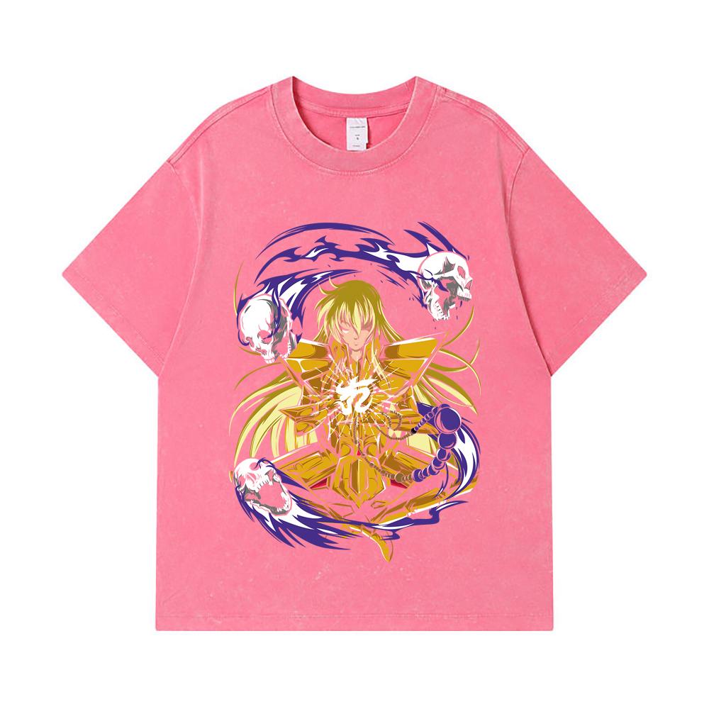 T-shirt Lavate 275 GSM 100% Cotone Saint Seiya V30 Stampa Vergine Unisex T-shirt Pesante in Cotone