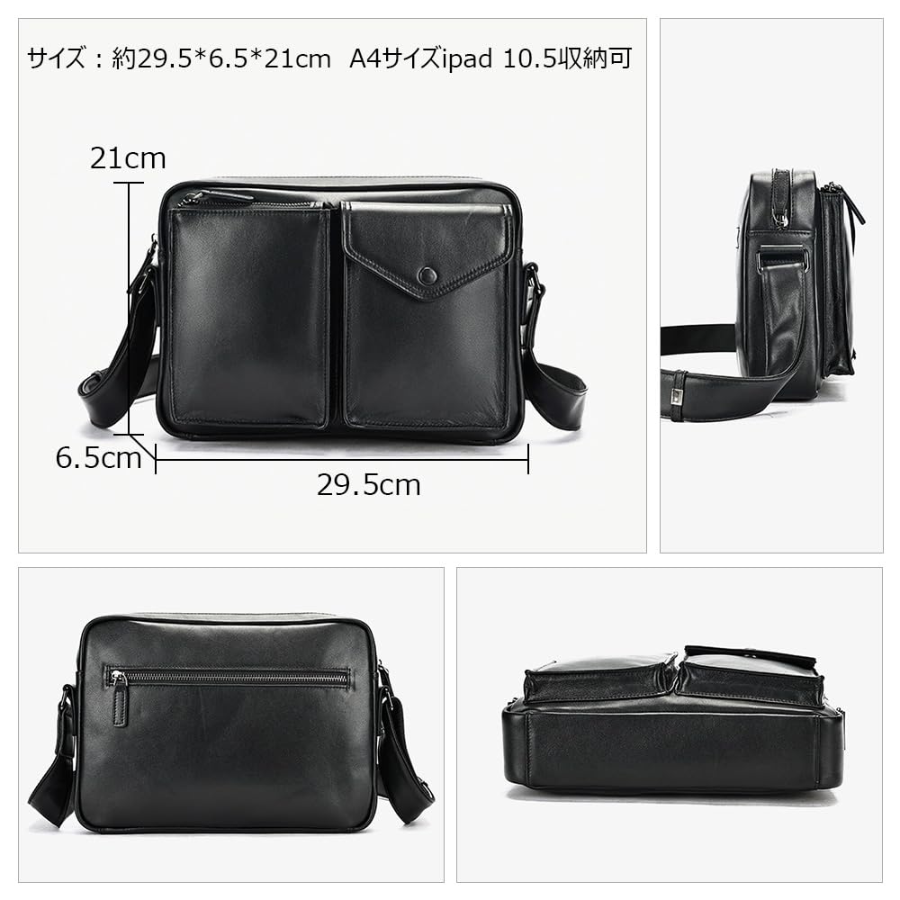 Whatna Antique-Style Tanned Natural Cowhide Leather Shoulder Bag for Men, Crossbody Chest Bag, Fits Large A4 Size iPad (10.5cm), Shoulder Bag for