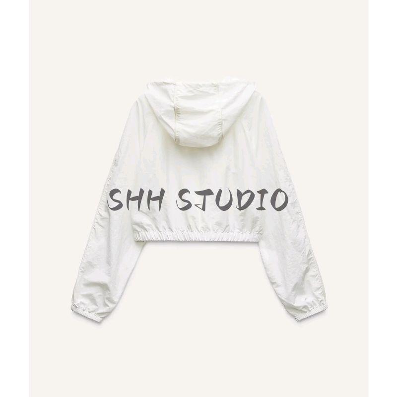 Autumn New Women's Clothing French Minimalist Style Hooded Collar Long Sleeves Nylon Short Jacket Outwear 4341989