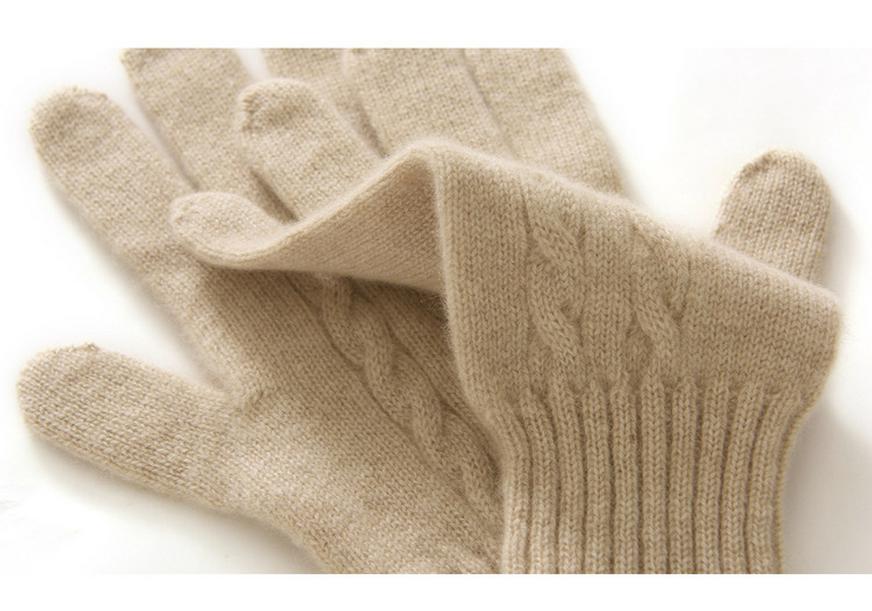 Women's 100% Pure Cashmere Split Finger Winter Gloves - Warm, Thick, Outdoor Five Finger Design