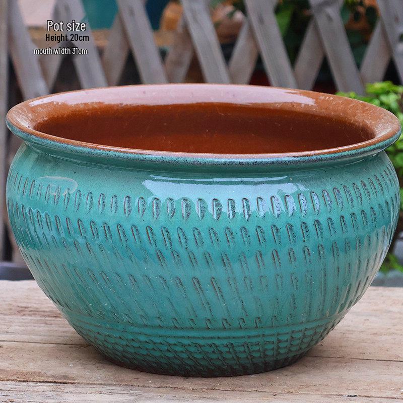 Retro Ceramic Wide Mouth Flower Pot - Tree Trunk Design for Succulents, Bougainvillea, Hydrangea, Roses  