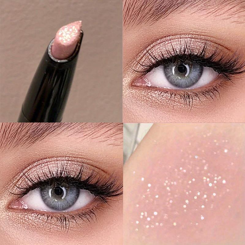 Monochromer wasserfester Glitzer-Lidschattenstift - Lang anhaltend, hochglänzend, einfach zu formen, Make-up, funkelnder aufhellender Lidschatten und Eyeliner