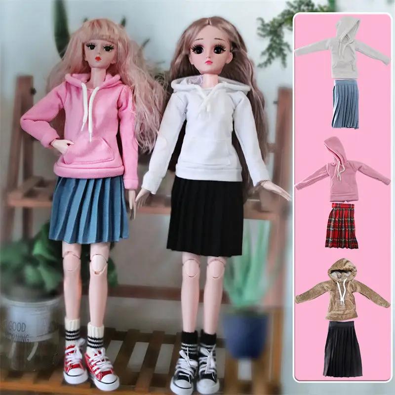 Roupas e Acessórios para Bonecas de 60cm Conjunto de Moletom e Saia Plissada para Bonecas BJD 1/3 Brinquedos de Vestir para Meninas Acessórios para Casa de Bonecas