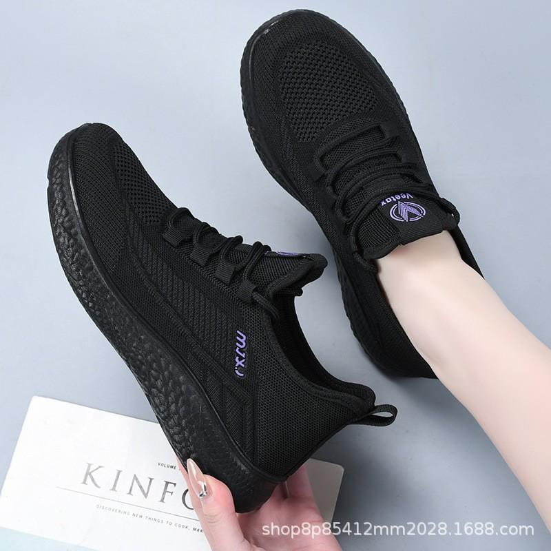 Womens Comfortable Slip-Resistant Flat Walking Shoes Casual Daily Wear Lightweight Breathable Mesh Sneakers