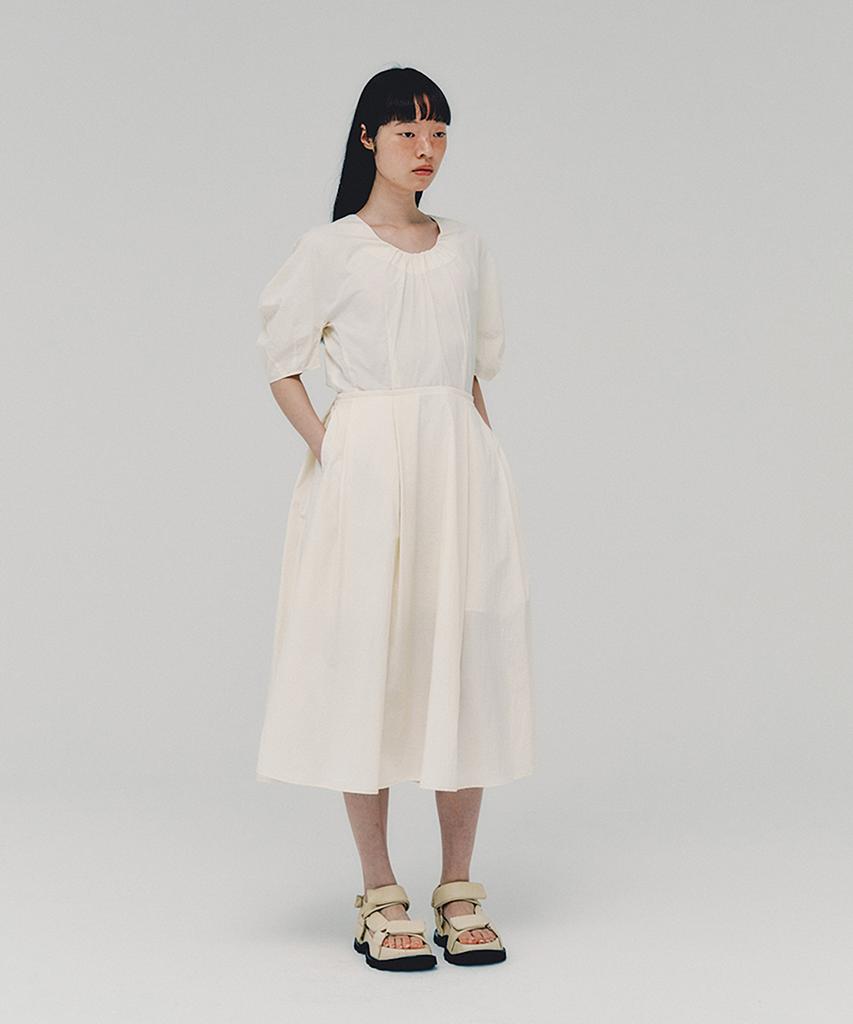 Awi Lantern Sleeve Dress_Cream
