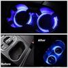 Pair 68Mm Round Solar+Usb Charging Car Cup Holder Bottom 7 Color Rgb Led Lights