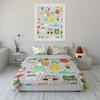 Cute Doodle Icons Pattern Bedding Duvet Cover Set  (1*Duvet Cover 2*Pillowcases, without duvet insert)
