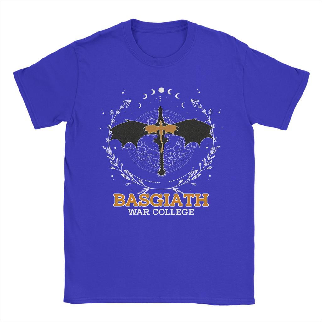 Fourth Wing Basgiath War College T-Shirt Men's Cotton Clothing Retro  O-neck Short Sleeve