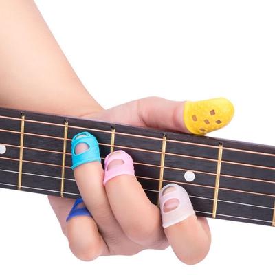 4pcs/set Non-Slip Silicone Finger Guards Solid Color Guitar Fingertip Protectors   Ukulele
