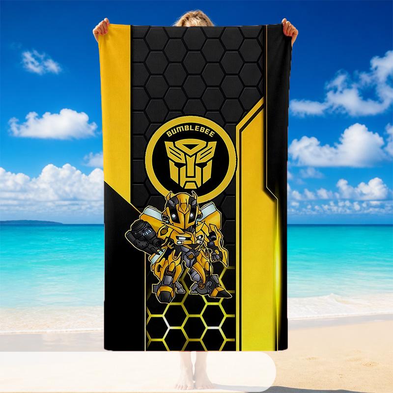 Quick Dry Beach Towel Transformers Pattern, Lightweight Absorbent Towel for Pool Beach Vacation Use