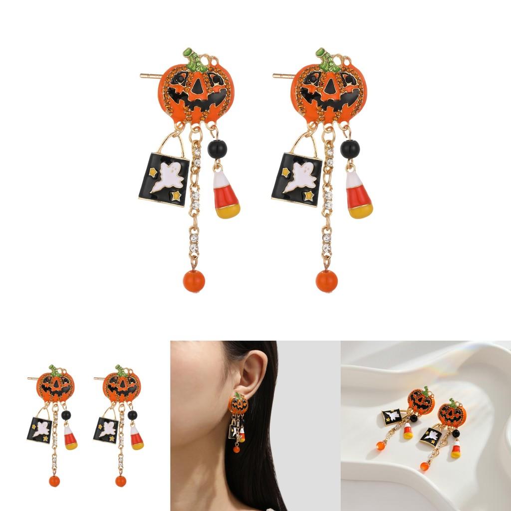 Pumpkin Stunning Halloween Ghost Earrings With Elegant Tassels And Sparkling Zircon For Women