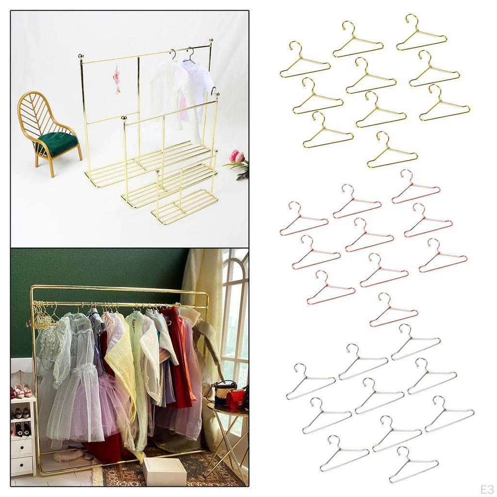 10 Pcs Dress Outfit Holder Dollhouse Furniture Bedroom Decor Doll Clothes Hangers for