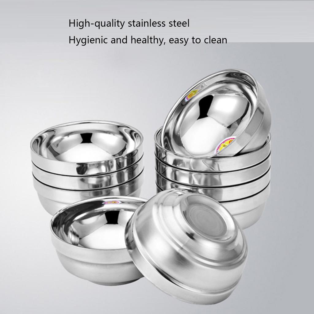 10Pcs Stainless Steel Nesting Bowls Commercial Grade Practical Construction Safe Front Family Meal Preps