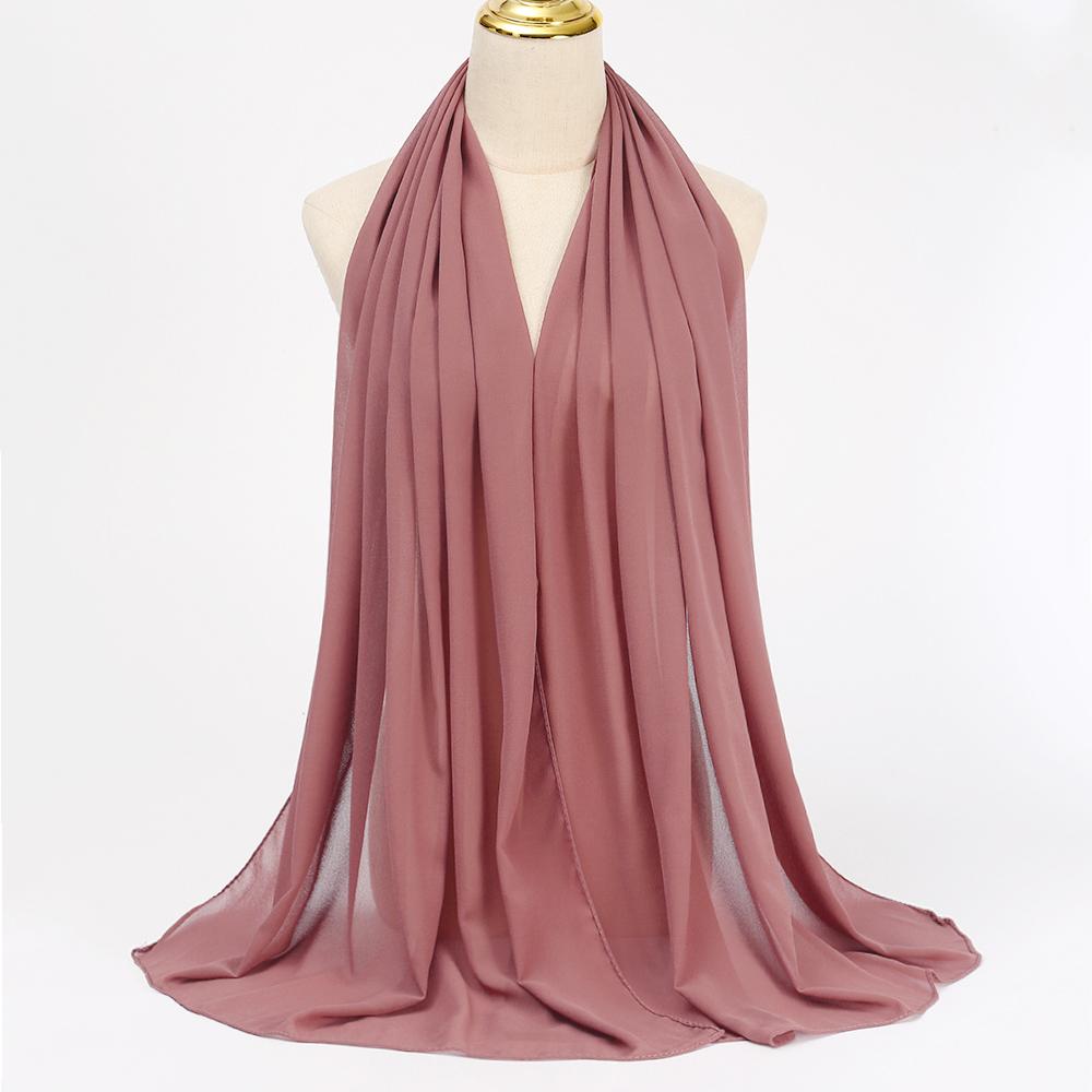 Muzułmańska Chiffonowa Szal Hijab Kobiety Długi Jednolity Kolor Nakrycie Głowy Dla Kobiet Hidżaby Szaliki Panie Muzułmańska Woalka Hidżaby z Jerseyu