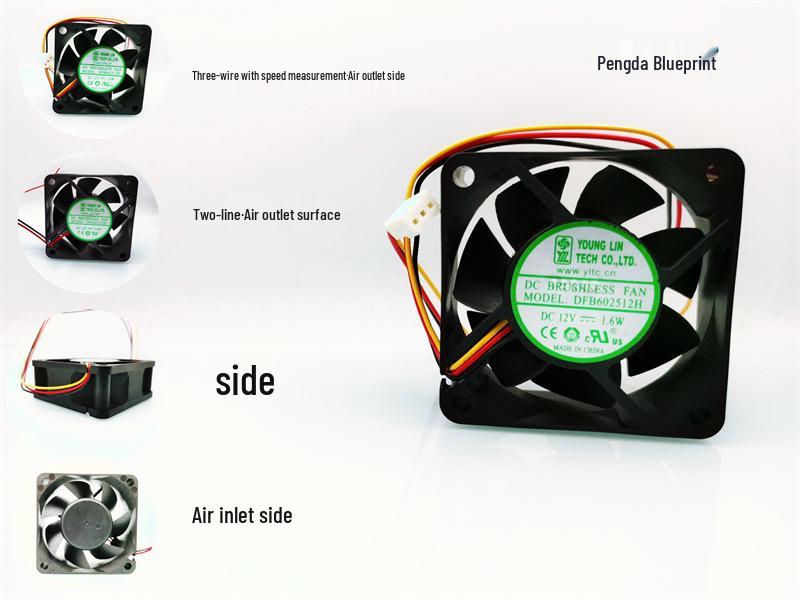 

Manufacturer s new DFB602512H 6CM high airflow 12V chassis cooling fan, double ball bearing, FG speed measurement. Motherboard 3-Pin Connector