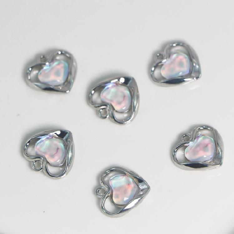 Love Heart Shape Crystal Pendant Loose Beads for DIY Jewelry Making Supplies