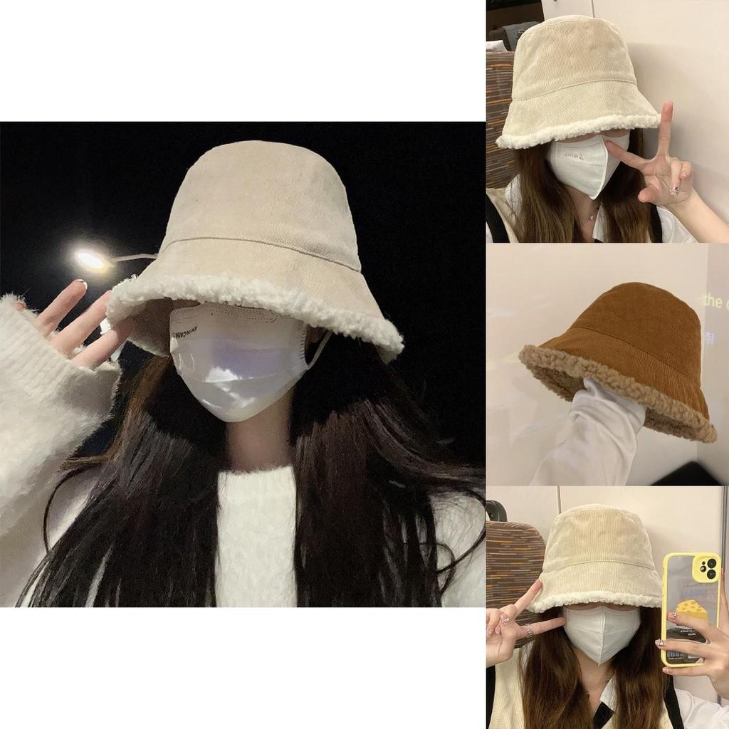 Stylish Warm Lamb Wool Bucket Hat For Winter Cute Cozy Fuzzy Fisherman Hat For Women