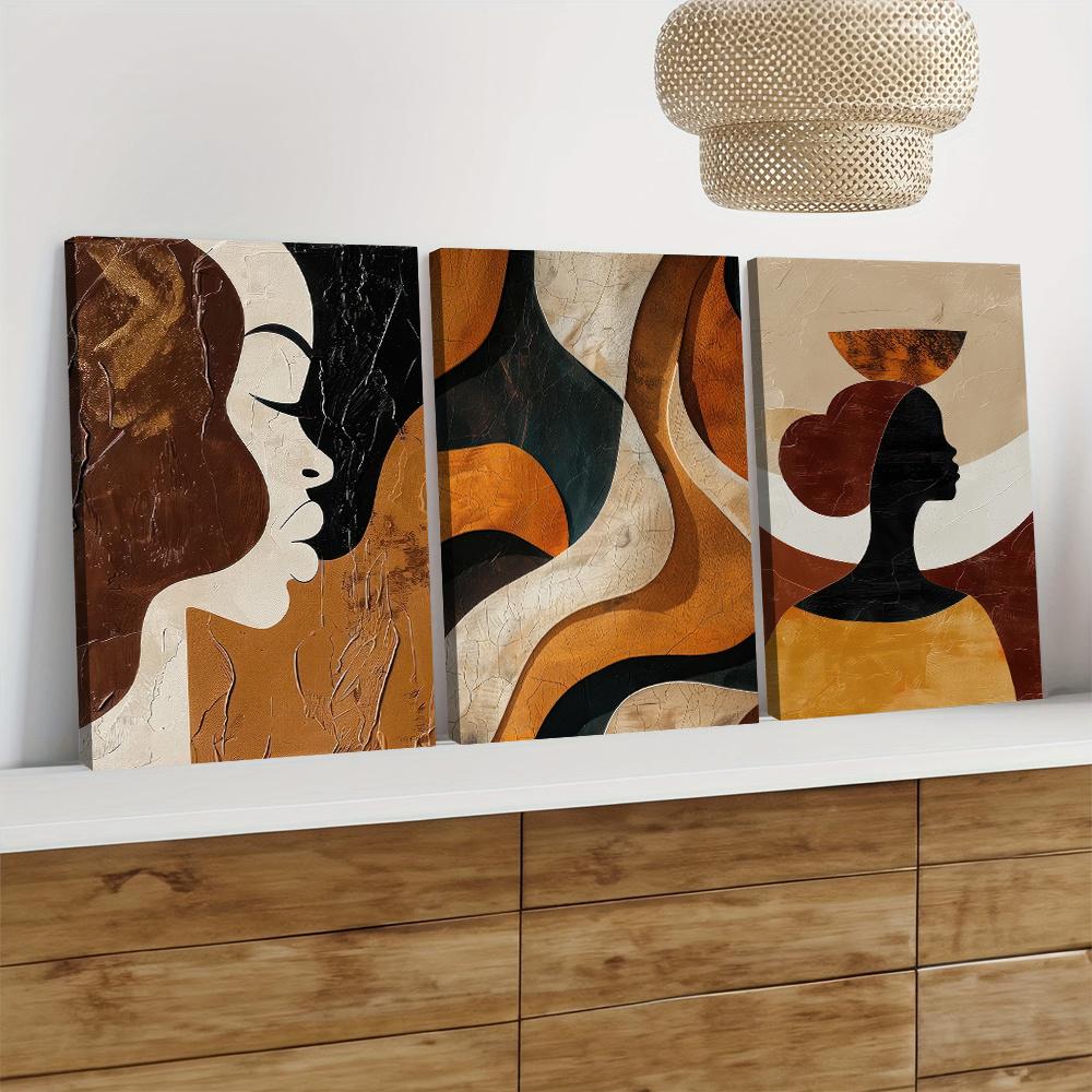 3PC 2D Flat Modern Abstract Character Canvas Decorative Painting Nordic Style Living Room Entrance Bedroom Wall Decoration Simpl