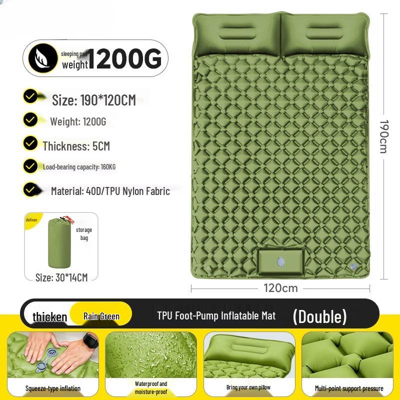 

ZISIZ Outdoor Portable Inflatable Camping Mattress Double Wide