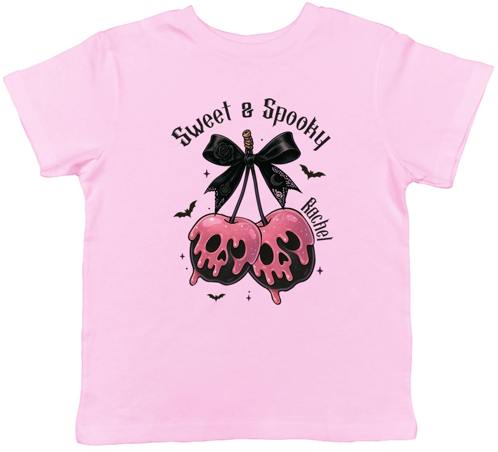 Персонализированная Сладкая и Жуткая Вишневая Кружевная Хэллоуинская Детская Футболка Мальчики Девочки Подарок 100