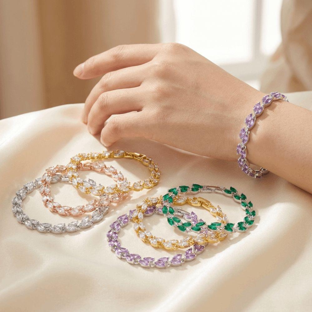 Colored Zircon Women Bracelet Light Luxury Hand Jewelry Unique Chain Bracelet  Daily Wear