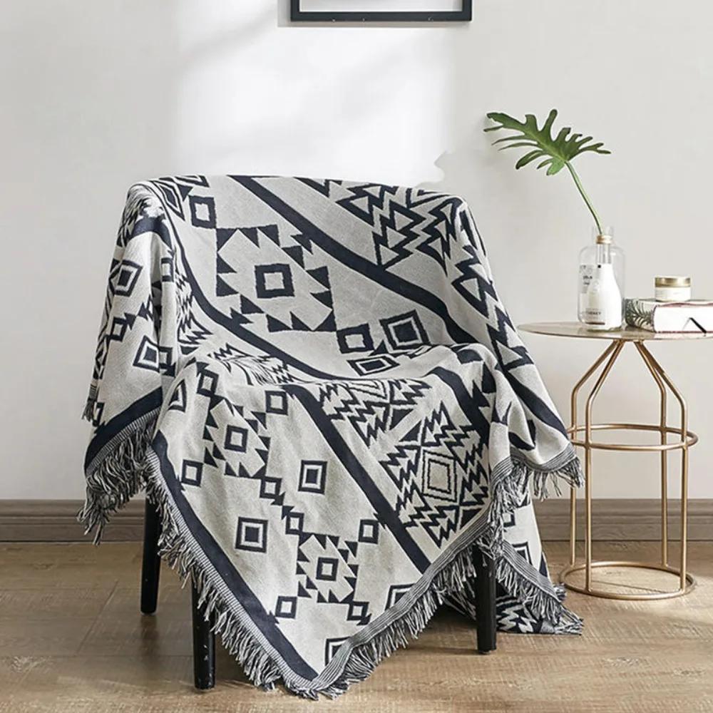 90x90cm Bohemian Plaid Blanket with Tassel for Sofa Bed Decorative Blankets Cotton Sofa Cover Throw Blanket