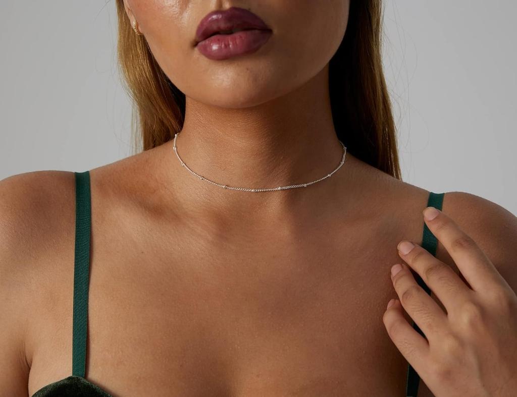 14K Gold/Silver Plated Stainless Steel Satellite Choker Shining Dots Station Necklace waterproof Exquisite Jewelry for women