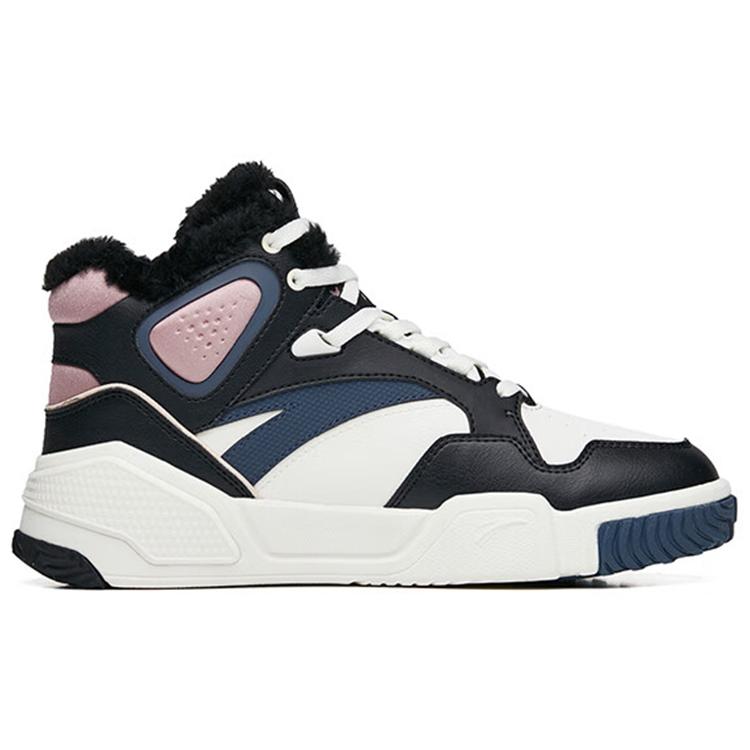 Anta Flame Abrasion Resistant High Top Skateboard Shoes Women's Black White Purple 122248990R-4