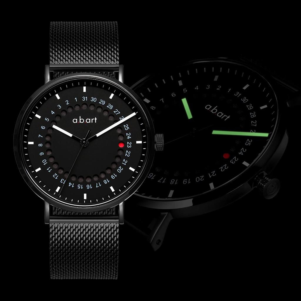 A.b.art Freiburg Jump Date 41 Mm Men’s Watch (Black / Sapphire Crystal / Mesh Bracelet)