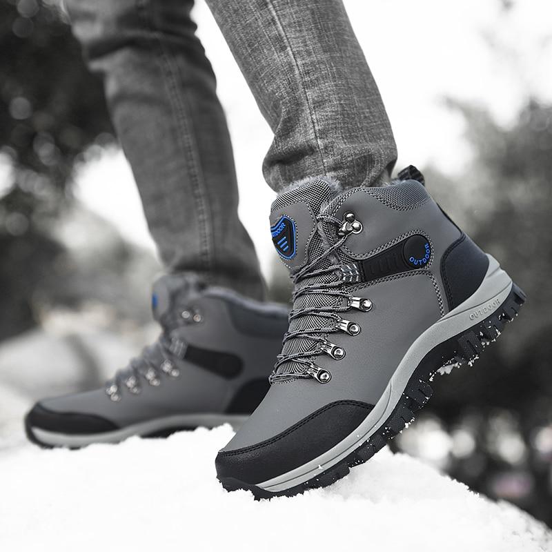 Winter Plush Men Snow Boots Ankle Platfofm High-top Outdoor Male Footwear Casual Luxury Cotton Working Shoes Safety Original