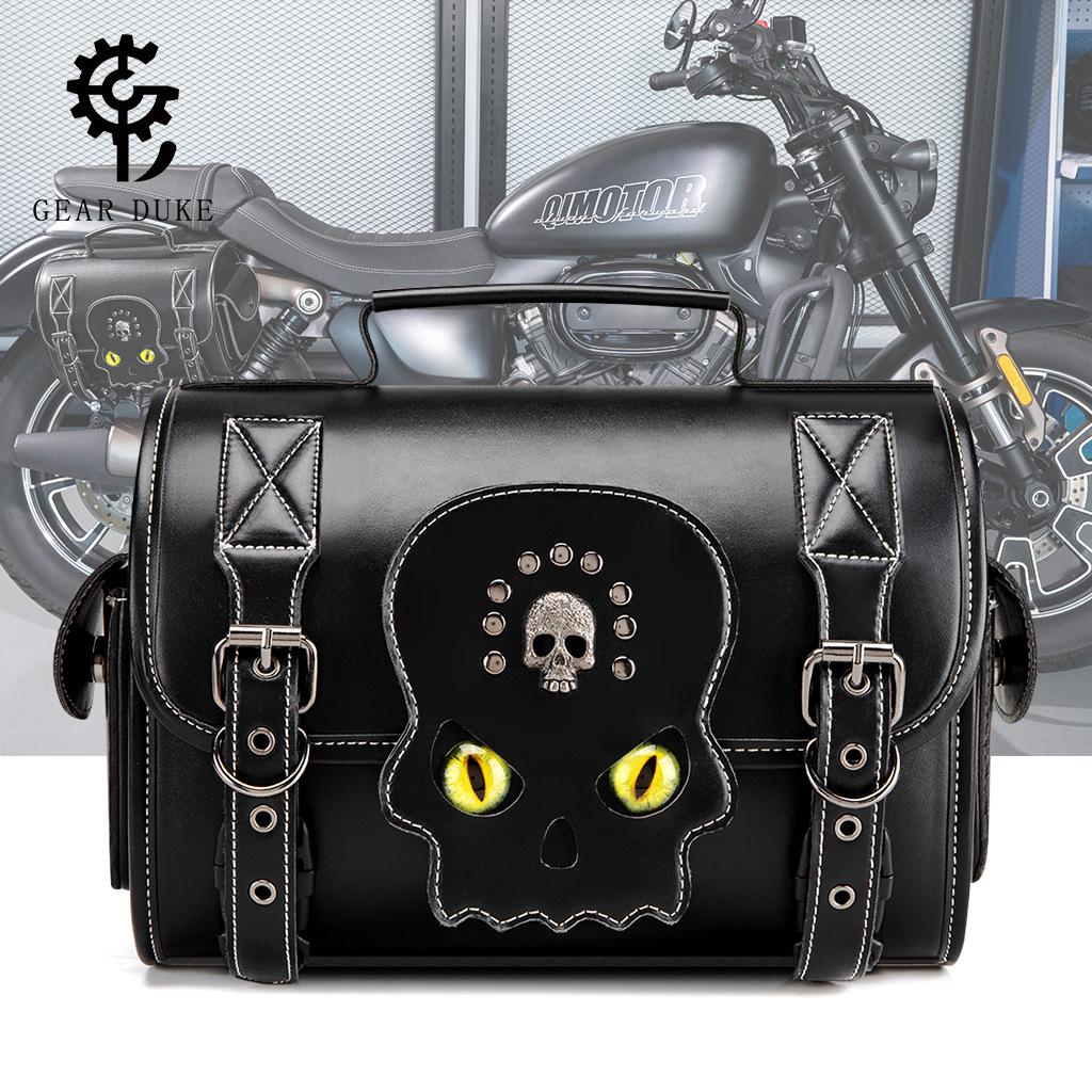 Locomotive Harley Motorcycle Electric Vehicle Rear Tail Bag Pu Leather Modified Hanger Bag Retro Riding Tail Bag Large Capacity