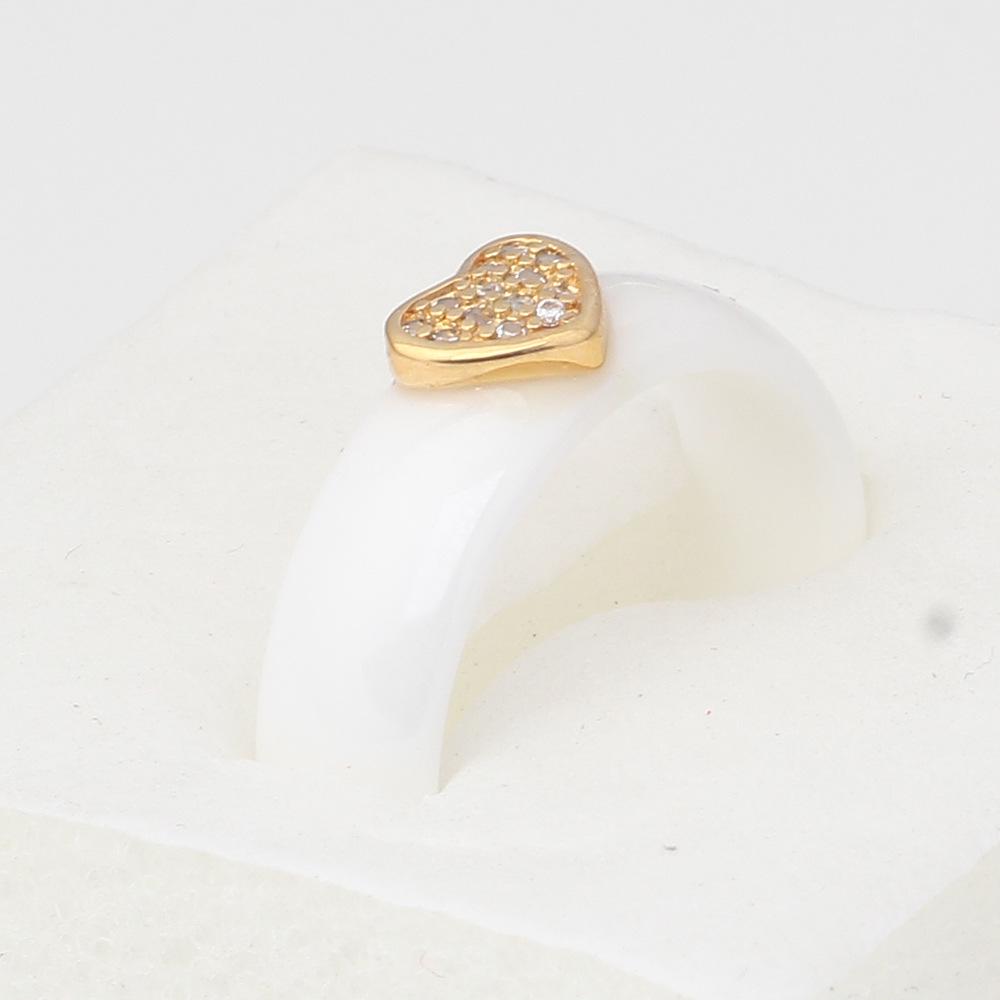 European and American Simple 6MM Ceramic Zircon Heart Black & White Couple Titanium Steel Ring Band