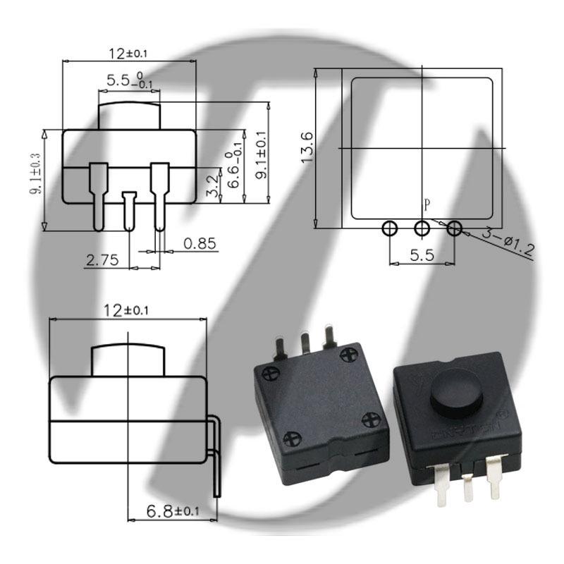 12x12 LED Flashlight Desk Lamp with Self-Locking Power Switch