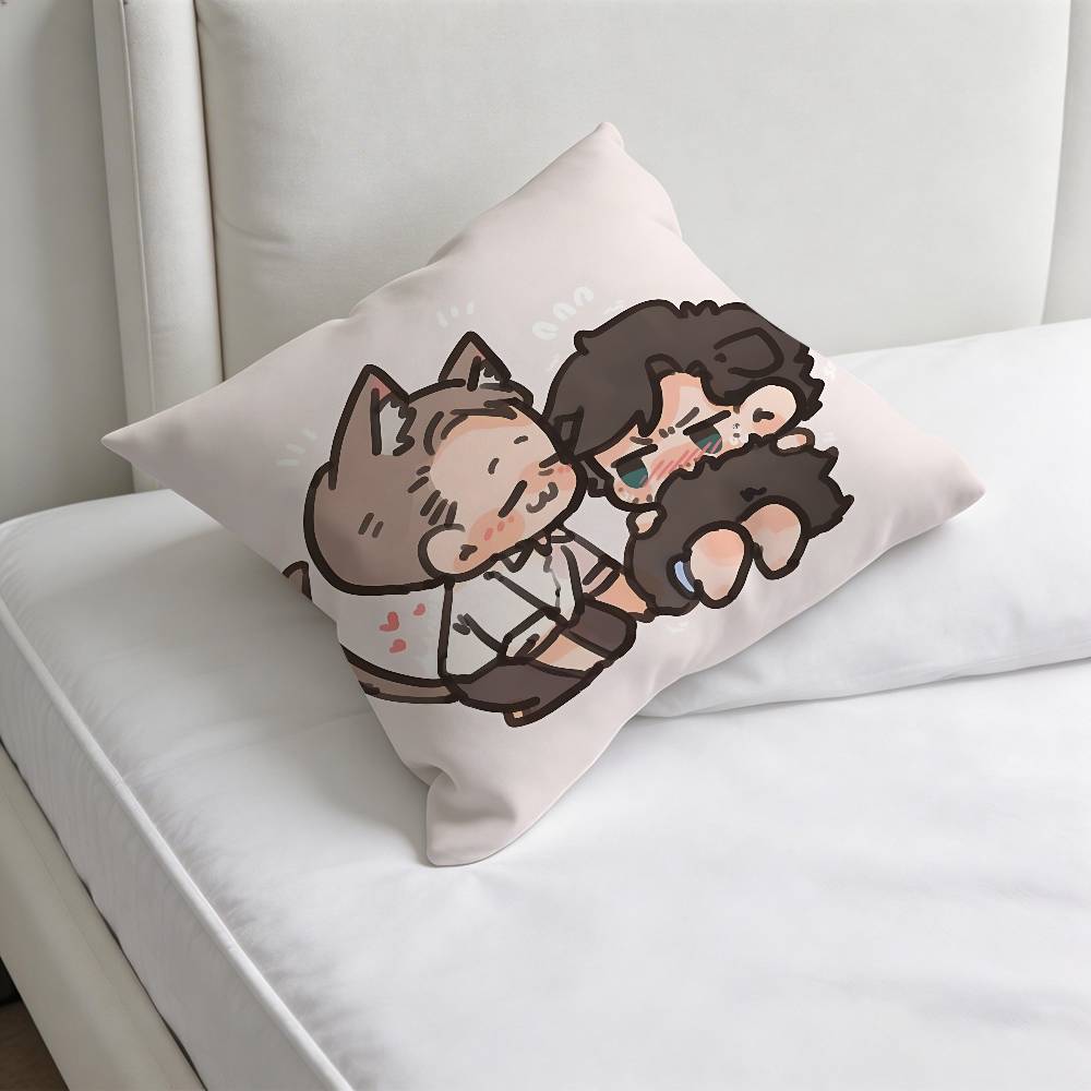 Cute HHannibal and Will Chibi Square Pillow Case Soft Decorative Throw Pillow Cover for Home Sofa Bed