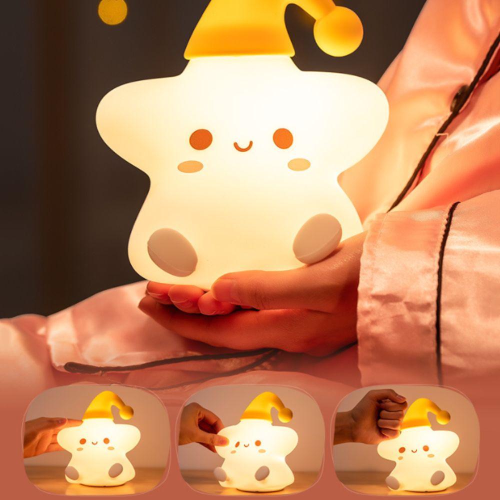 Silicone LED Star Night Light Battery Powered LED Night Light Baby Toy Table Lamp Bedroom