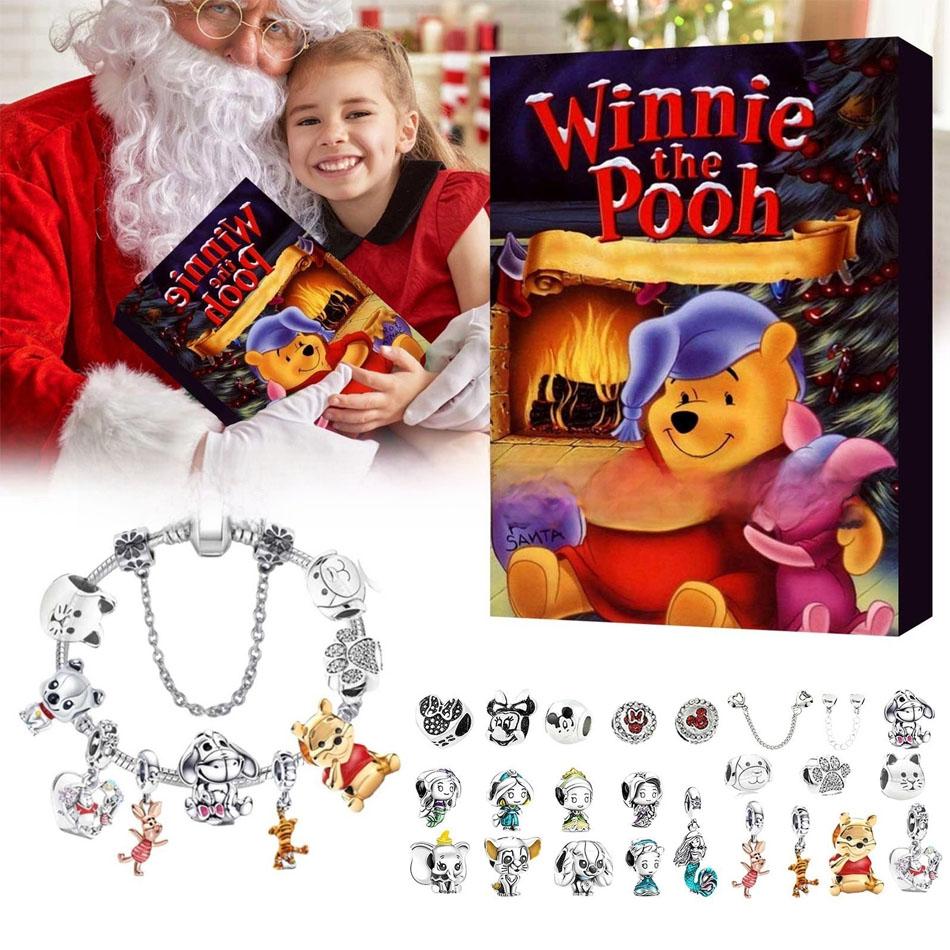 Stitch Mickey Christmas Advent Calendar Bracelets Xmas Countdown Calendar Diy Jewelry Making Kit Girls Surprise Gift