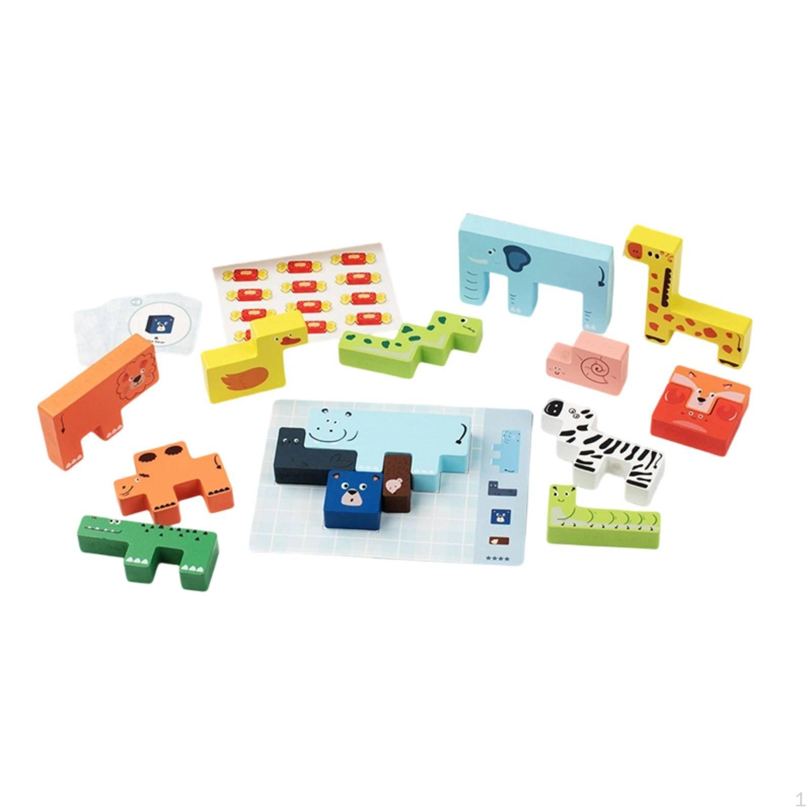 Animal Stacking Blocks Educational Wooden Develops Fine Motor Skills