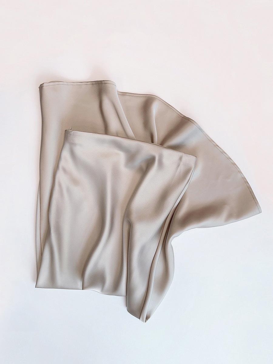 Women s French Luxury Satin Fishtail Midi Skirt - Spring/Summer Solid Color XXL