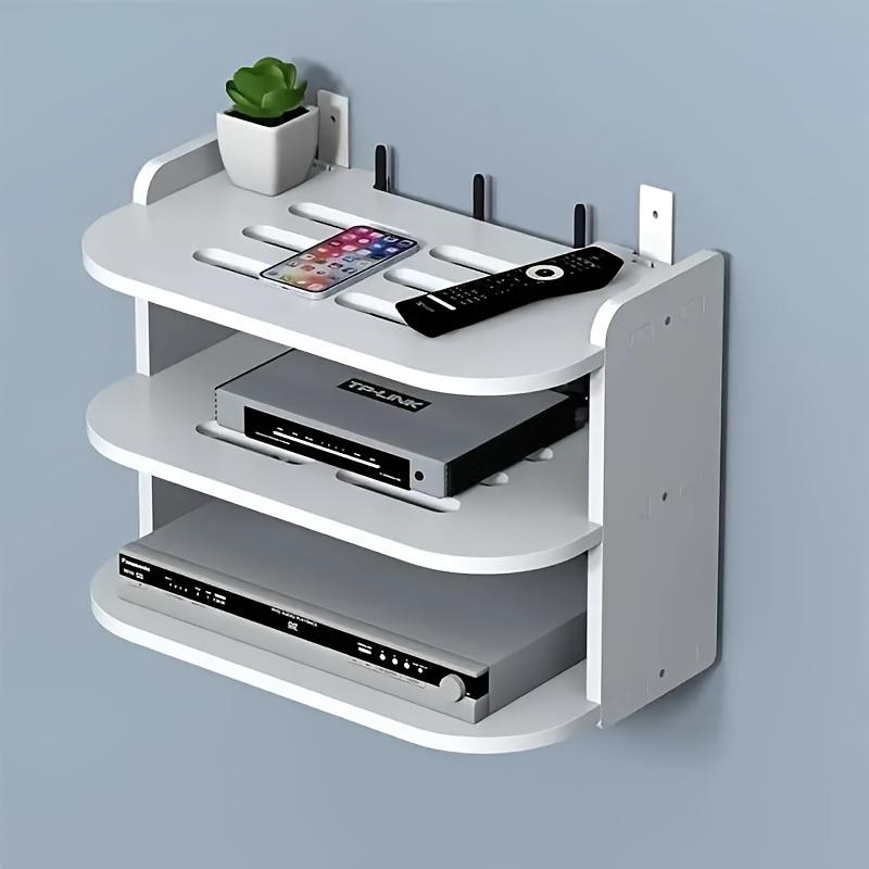 No-Drill Router & TV Box Shelf, 2-Tier Space-Saving Rack.Durable Resin/Foam, Easy Install.Perfect for Home Office & Living Room.