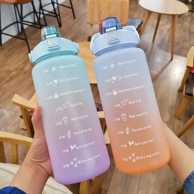 2000ml Sports Water Bottle Portable Outdoor Sports Water Cup Large Capatity Straw Cup with Time Scale Watert Bottle Drinkware