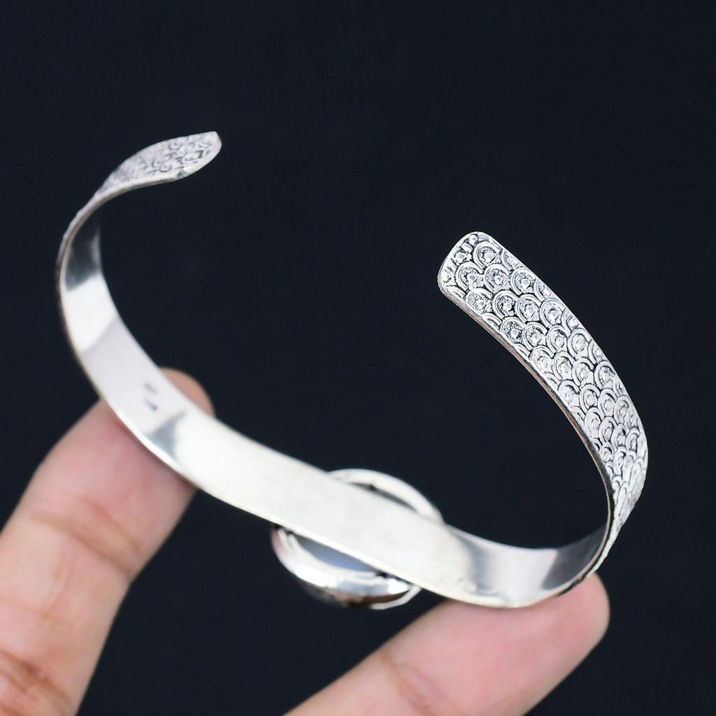 Daughters Day Sale Oval Montana Agate Stone 925 Silver Wedding Handmade Bangle