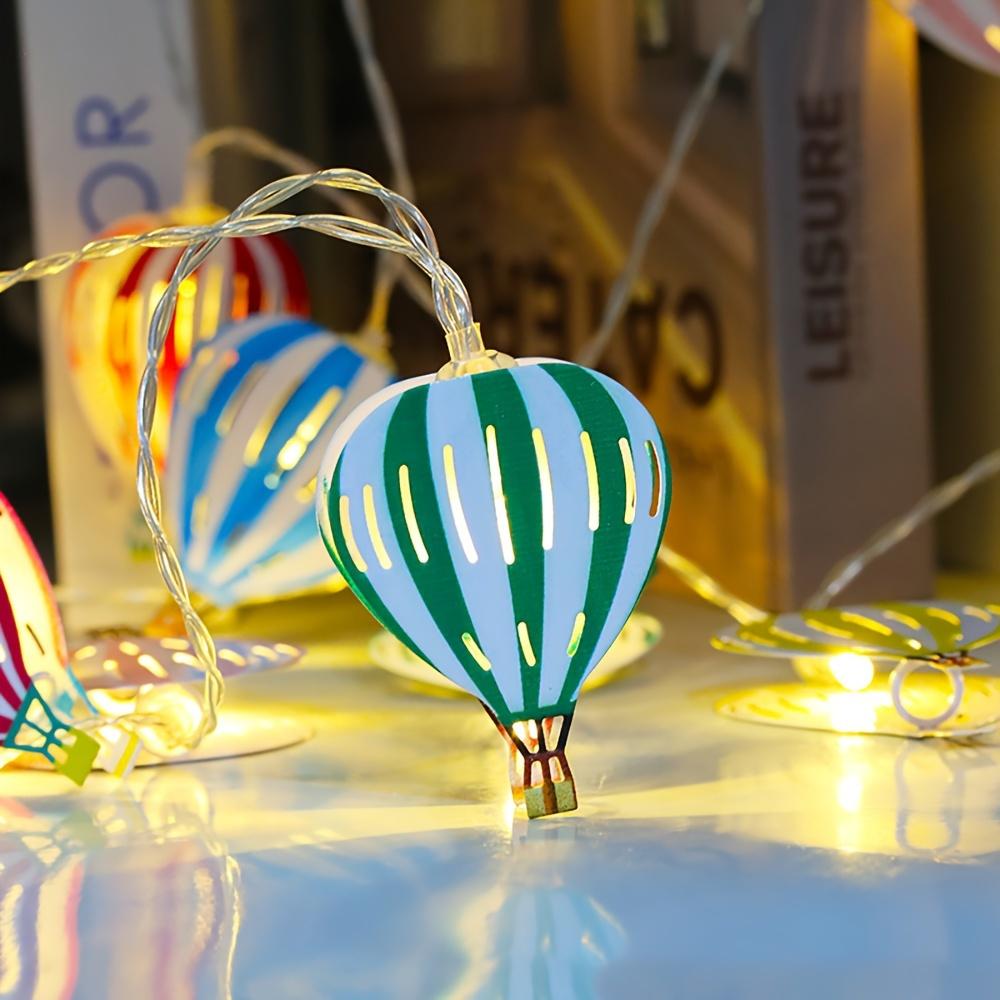 1.65m 10 LED Hot Air Balloon Warm White String Light Bedroom Garden Hanging Light for Kids Birthday Baby Shower Party Decoration